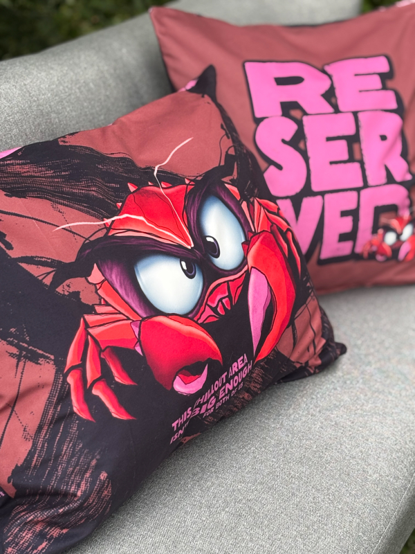 Kissen - Panel - Crab - pink - Samt - Salty Pillows - Thorsten Berger